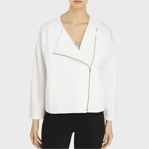 Wmn's EILEEN FISHER Full- Zip Ivory Moto Jacket w/ Side Pockets Small EXCELLENT!